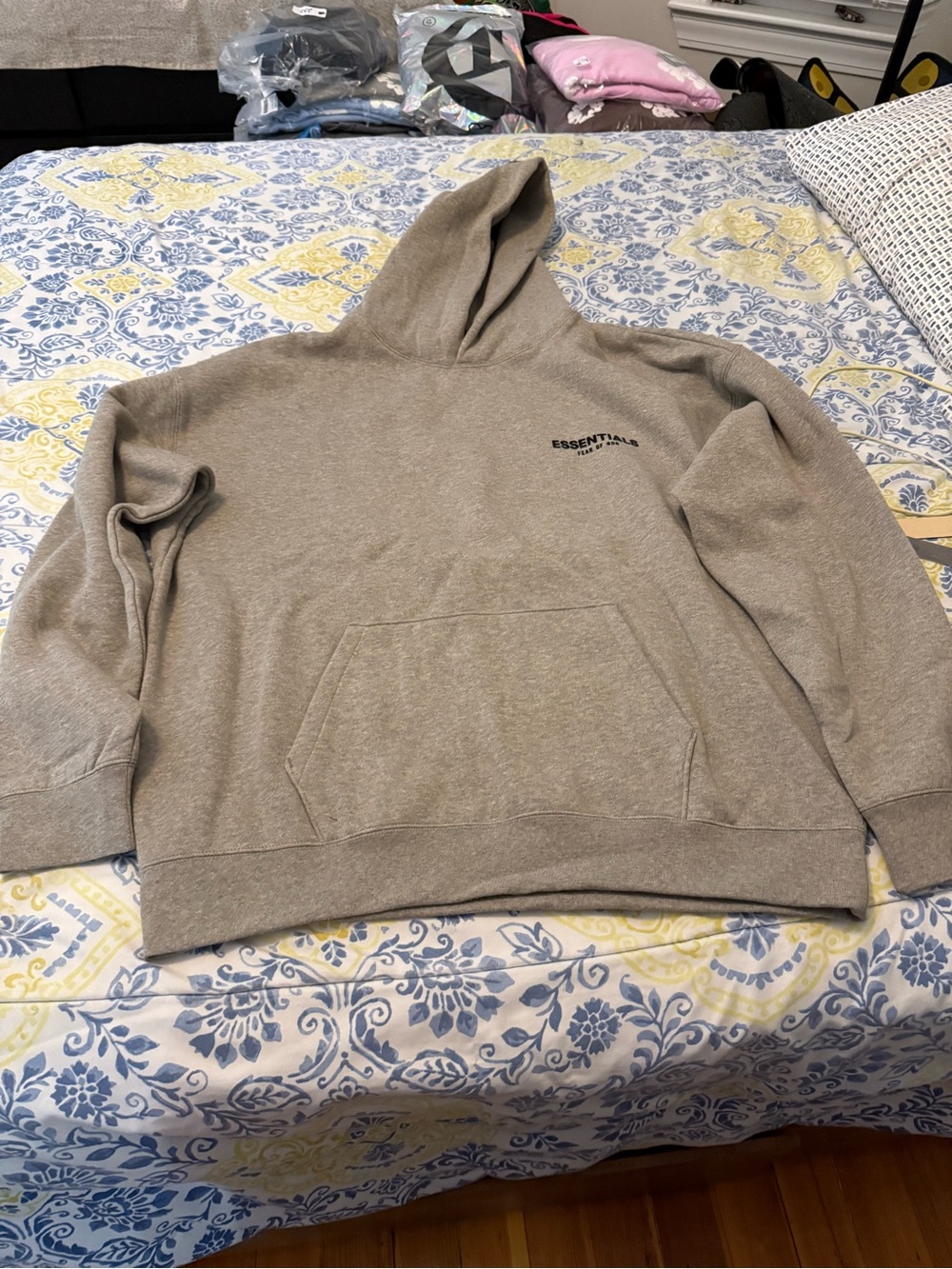ESSENTIALS Dark Oatmeal Grey Men’s Fleece Hoodie